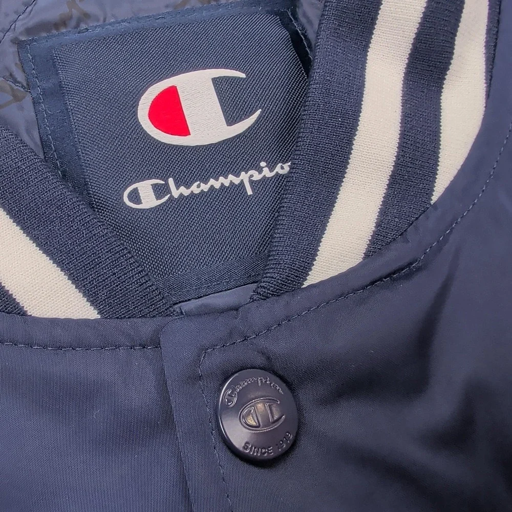 Champion Jacket Mens 2XL Navy‎ Varsity Water Resistant Quilted Lined Bomber